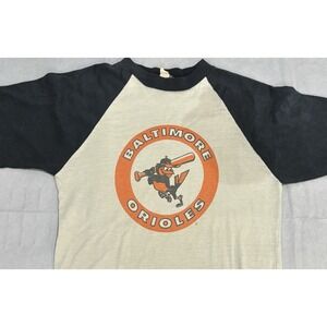 Baltimore Orioles Shirt MLB Baseball Logo Raglan Short Sleeve White Vintage